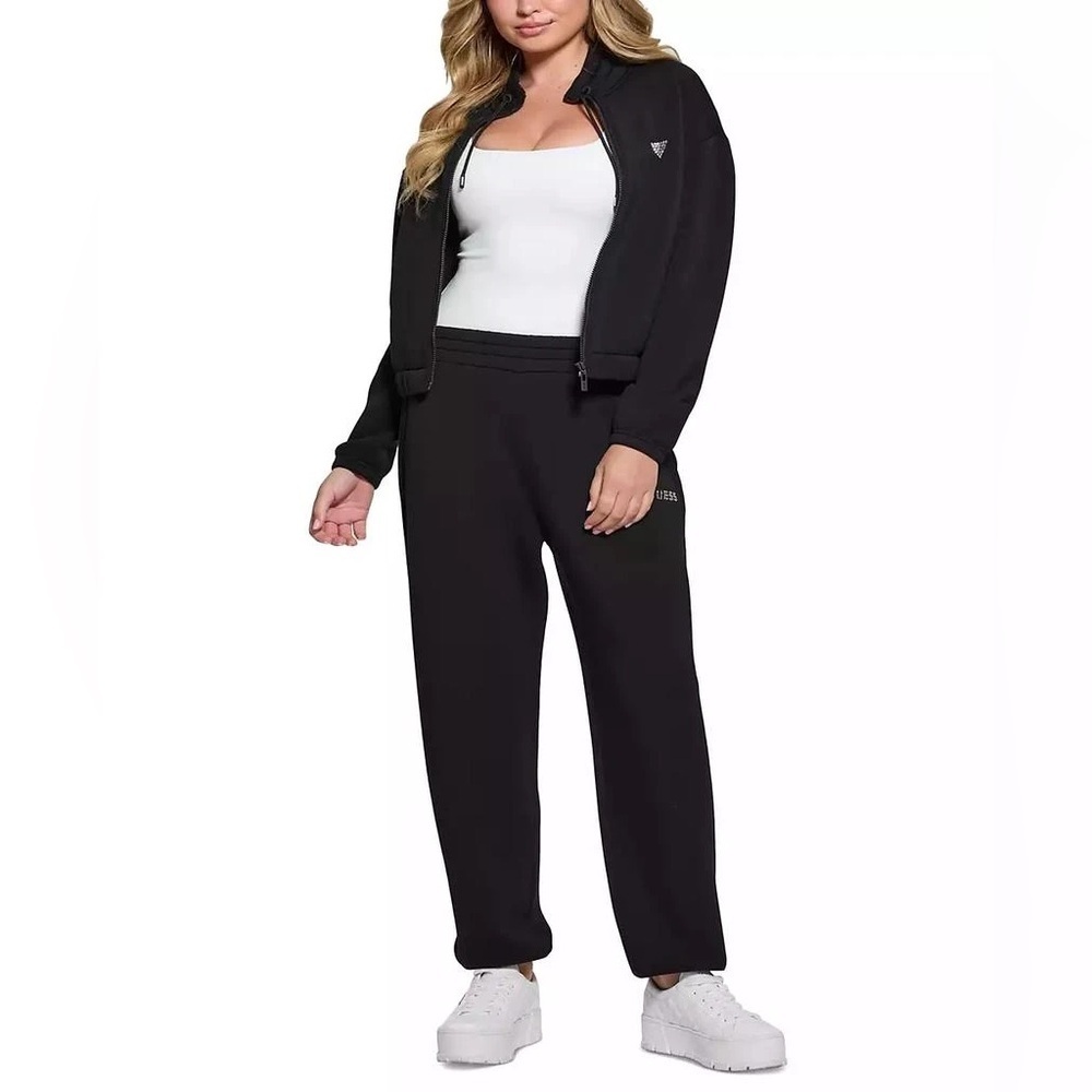 Guess Cecelia Scuba Knit Sweatshirt and Pants in Black and Rhinestone SET